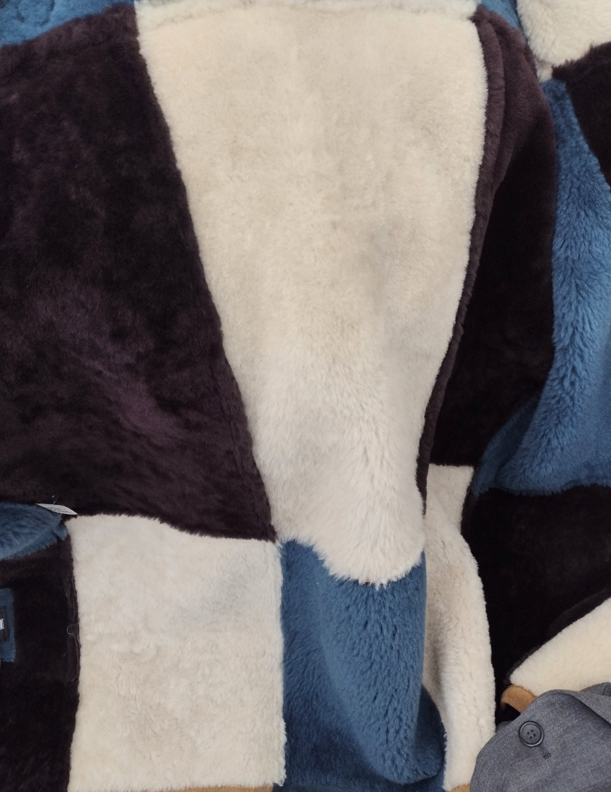 Rosa Mori Suede Shearling Patchwork Coat Boho Wes… - image 7