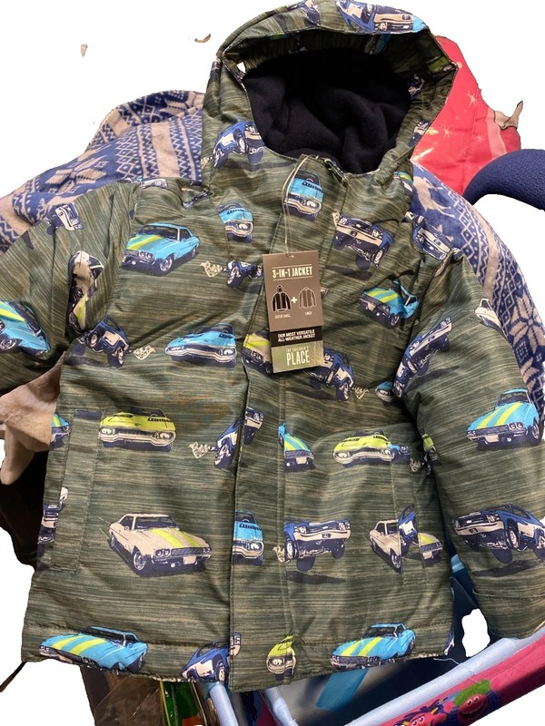 3N NWT Size 2T Boys The Children's Place 3 in 1 MUSCLE CARS Hooded Winter Jacket