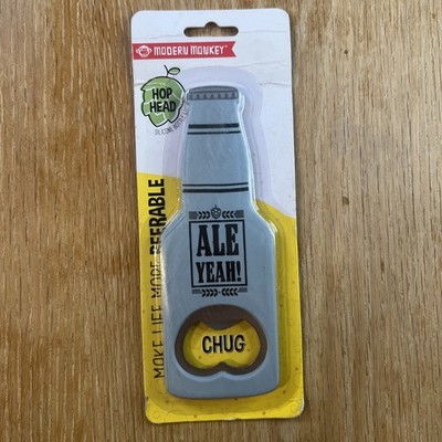 Modern Monkey Hop Head Silicone Bottle Opener ''ALE YEAH!'' Spill-Proof Design