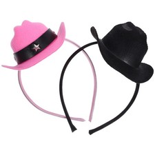 2 Pcs Mini Top Hat Headband Fancy Dress Headbands Cowgirl Hair Accessories