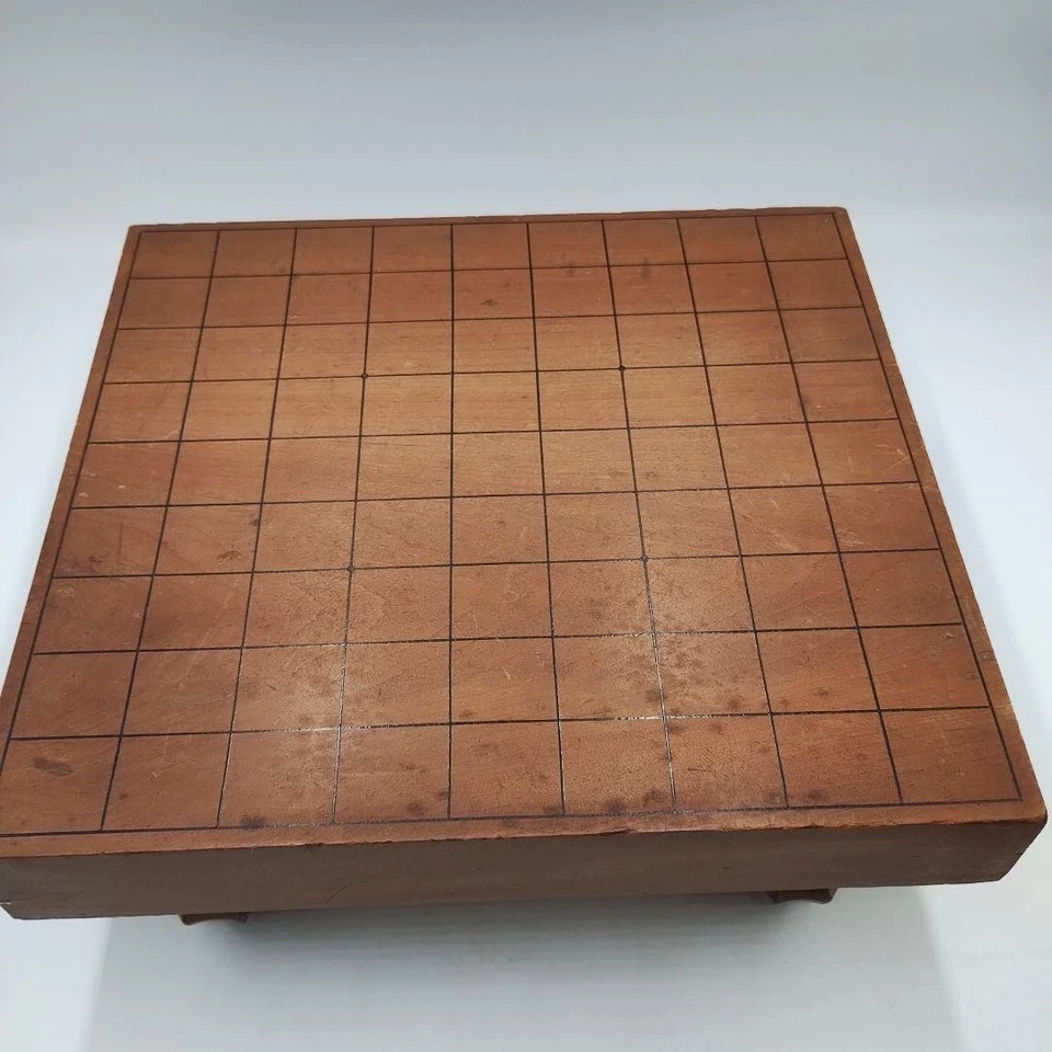 Traditional Japanese Wooden Shogi Board with Pieces and Legs Antique Game Set JP - Image 3 of 4