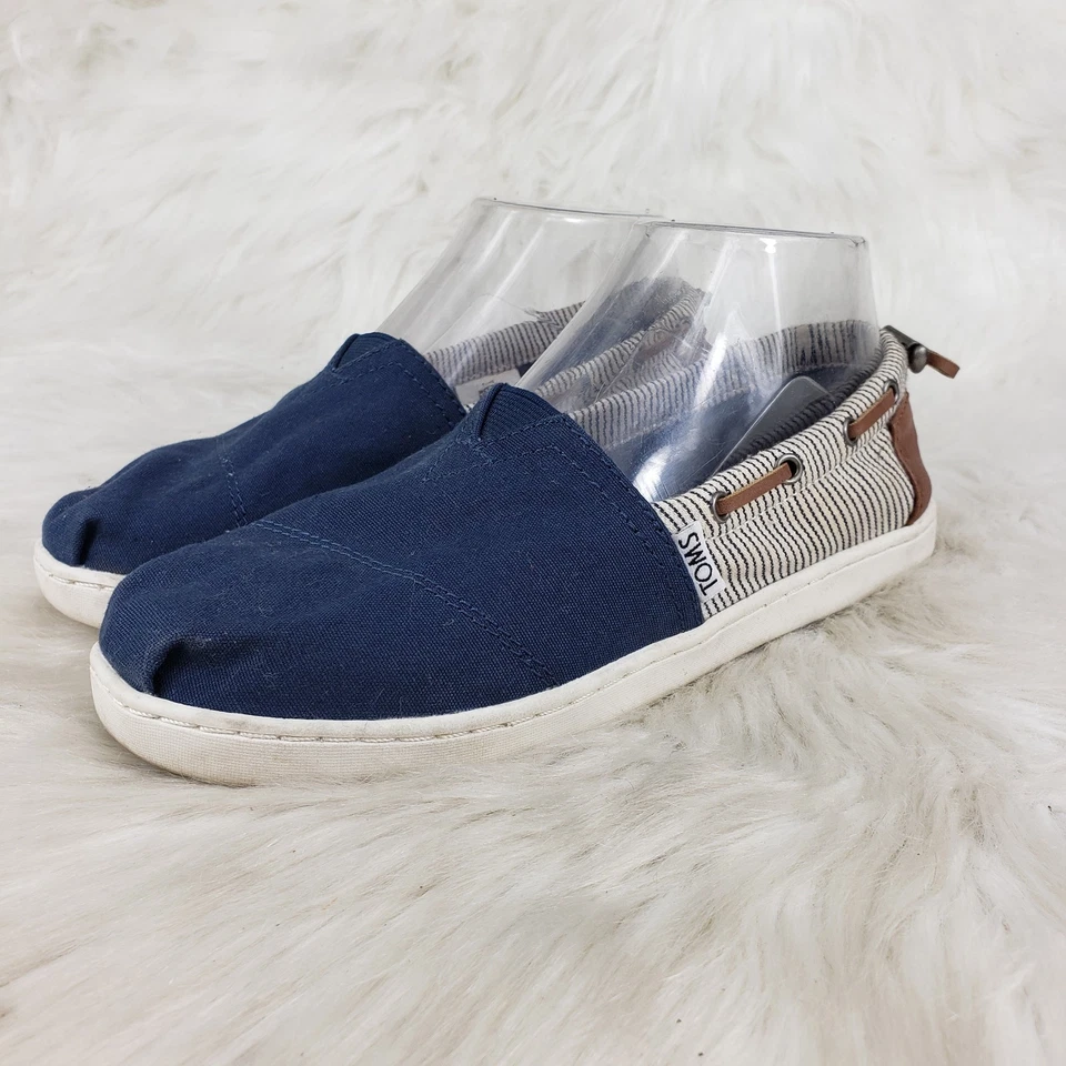 TOMS Navy Blue White Stripe Boat Deck Shoes Youth Size US 4 EUR 36 - Изображение 2 из 4