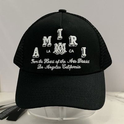 Amiri Trucker Hat From The Hearts of Art District Black Mesh Cap LA California
