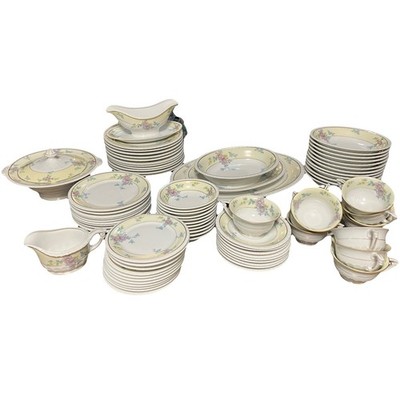 Vintage Thun Czech Bohemian  Moon Flower  Porcelain Dinnerware Set 77 Pcs c 1934