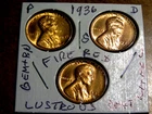 Lustrous RED Cartwheel Gem++ Brilliant Unc. 1936PDS Lincoln Penny Year Set L1