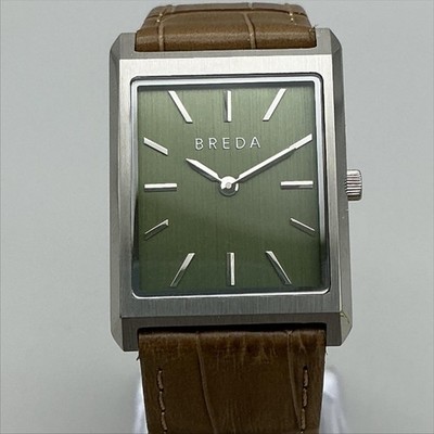 Breda 1736 Womens Watch 26mm Green Dial Silver Tone Leather Band New Battery