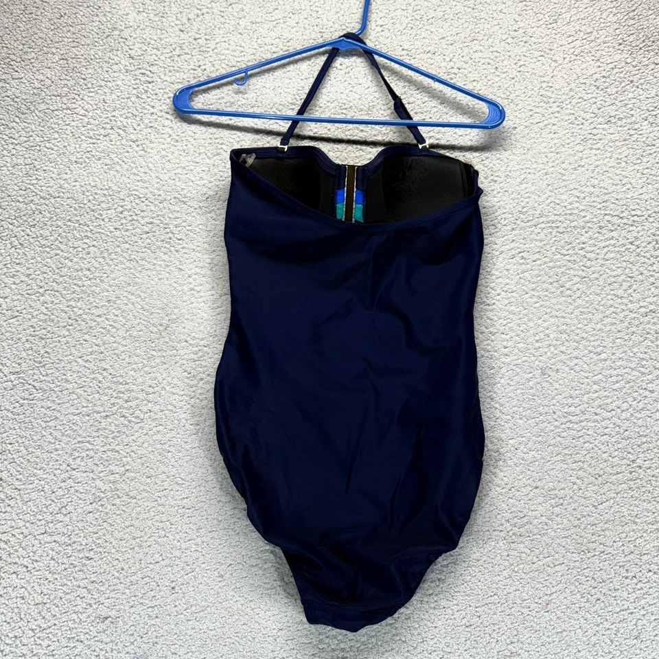 Traje de baño Shore Shapes azul talla 8 correa ajustable elástico acolchado de una pieza Foto 4 de 4