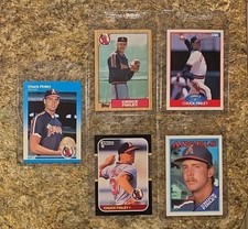 (5) Chuck Finley 1987 Fleer Rookie Card RC Topps Fleer 1988 1989 Score Angels . rookie card picture