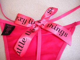 NEW Victoria's Secret VTG Sexy Little Things Pink Satin Thong Panty Small