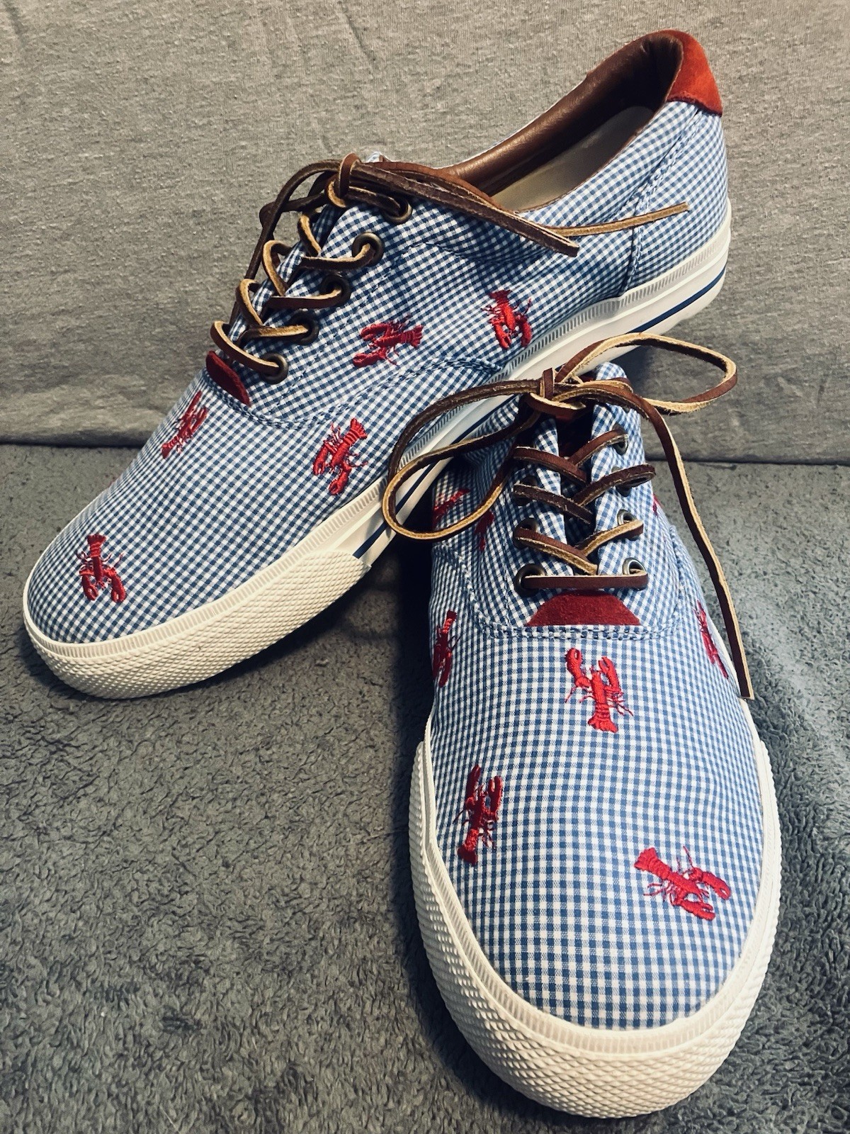 Ralph Lauren Men's Vaughn C 11D Boat Shoes Lobster Print Leather Laces