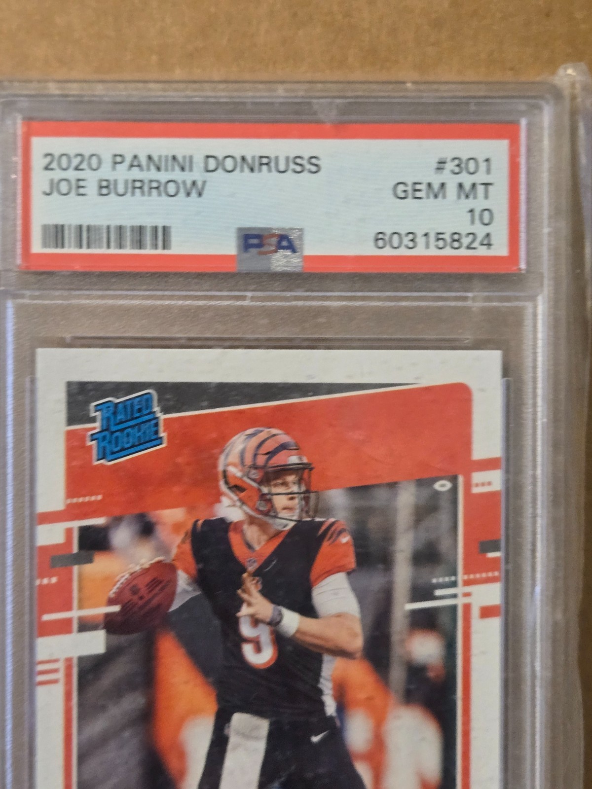 2020 DONRUSS JOE BURROW ROOKIE #301 GRADED PSA 10 GEM MINT view 2