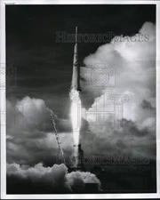 1959 Press Photo Thor-Able III rocket launch at Cape Canaveral, Florida
