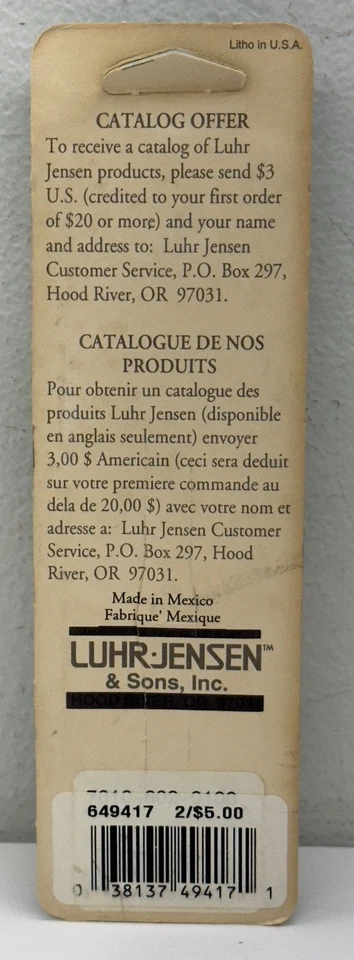 Señuelo de pesca de lubina South Bend Luhr Jensen de colección años 80 cuerpo de madera blanco rojo torpedo NUEVO Foto 2 de 4