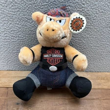 Vintage Harley Davidson Plush Hog Biker Motorcyle Stuffed Animal Pig 1990s