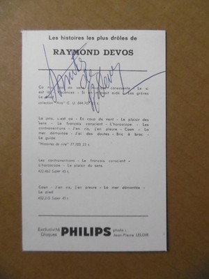 RAYMOND DEVOS - AUTOGRAPH - SIGNATURE - ORIGINAL, NO COPY. AUTOGRAPHISTE