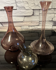 3 Alte Lauscha Glasvasen * mundgelasen * Farbe violet