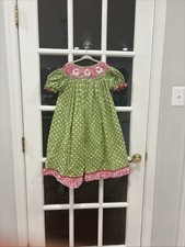 Nenesh Pink And Green Sheep Smocking Dress Size 6T