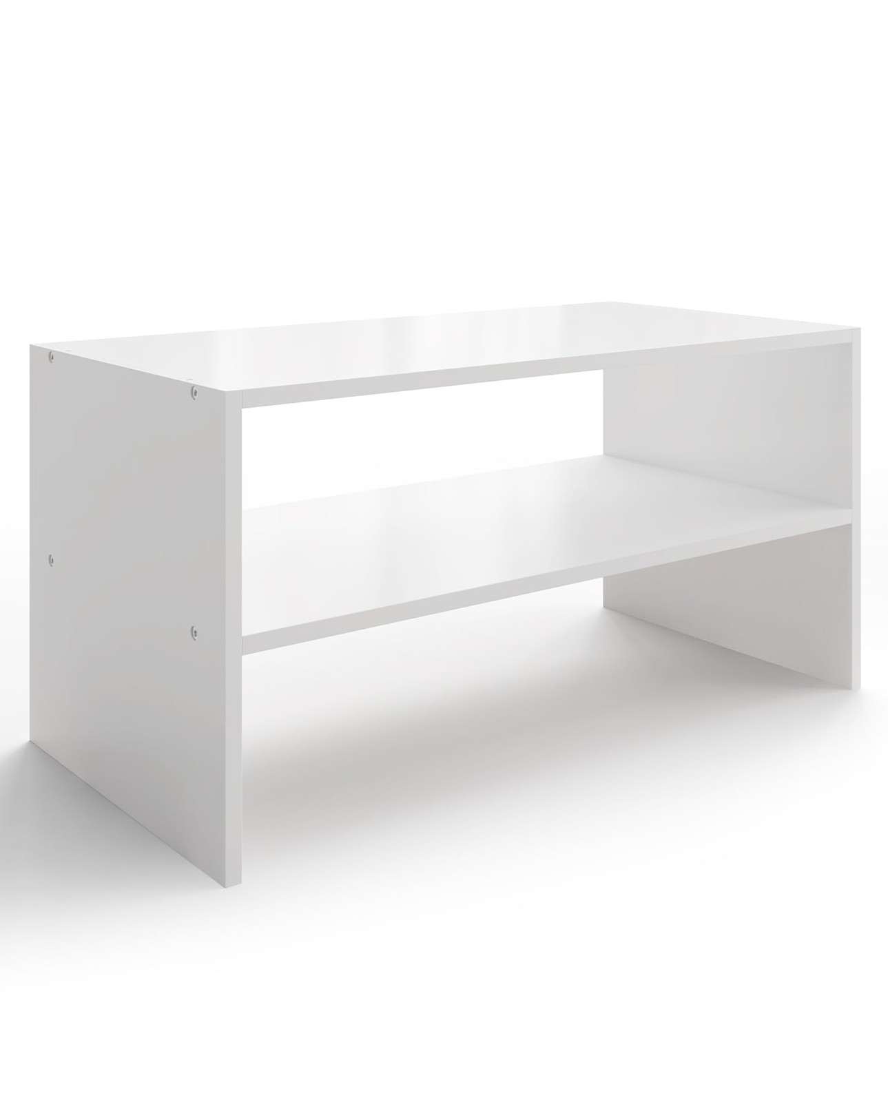 2-Tier Stackable White Wooden Shoe Rack Organizer Freestanding Shelf