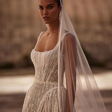 Elegant Sparkling Pearl Wedding Dress Strapless A-line Long Shirt Bridal Gown