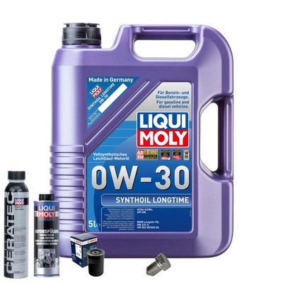 Motoröl 0W30 LIQUI MOLY 5L+BOSCH Ölfilter+Spülung+Cera Tec+Ölablassschraube