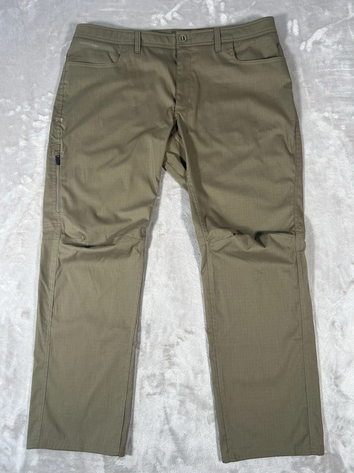 Under Armour Storm Golf Pant Men 42x32 Beige Ripstop Stretch Performance Outdoor