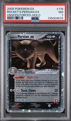 2005 Pokemon Unseen Forces EX Rocket's Persian EX Holo #116 PSA 7 NM