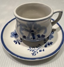 Delft Blue Handpainted Demitasse Tea Cup Saucer 015022 Windmill Holland