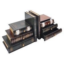 Buchst&uuml;tzen 2er-Set aus Holz, Vintage, dekorativ, falsches Buch mit Schubladen