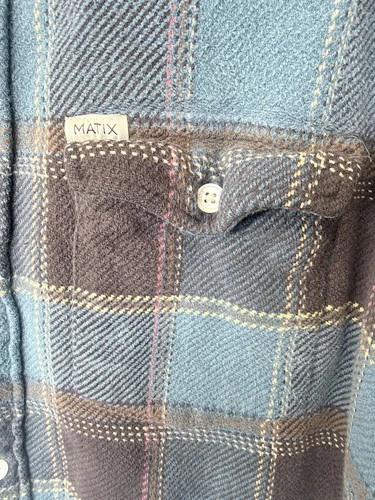 Matix Plaid Flannel Snap Button Shacket, Mens Size Large, Y2K, Grunge image 2