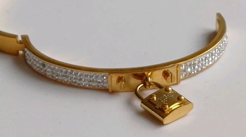 Michael Kors Bracciale Lucchetto Strass Braccialetto Metallo Colorato Oro
