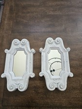 Pair of White Vintage Framed Wood Accent Wall Mirrors, Rectangle, Vertical