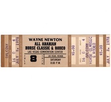 WAYNE NEWTON Concert Ticket Stub LAS VEGAS NV 7/8/78 ARABIAN HORSE CLASSIC RODEO