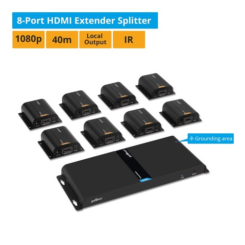 gofanco 1080p 1x8 8 Port HDMI Extender Splitter Over CAT5e/CAT6/ Ethernet Cable - Picture 7 of 8