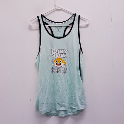 D.F.P. Dri Fit Tank Top Women s Size XL ''BABY SHARK DOO-DOO'' green/black 