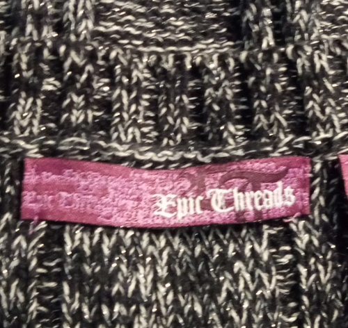 Epic Threads Girls Black & White Short Sleeve Long Glitter Cardigan Size L - Picture 6 of 8