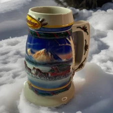 2000 Budweiser Holiday Beer Stein Box Clydesdale Horses Holiday In The Mountains