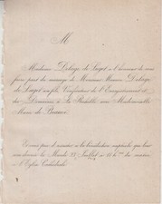 1878 Maurice DELAGE wedding announcement by LUGET & Marie MARTIN by BEAUC�.