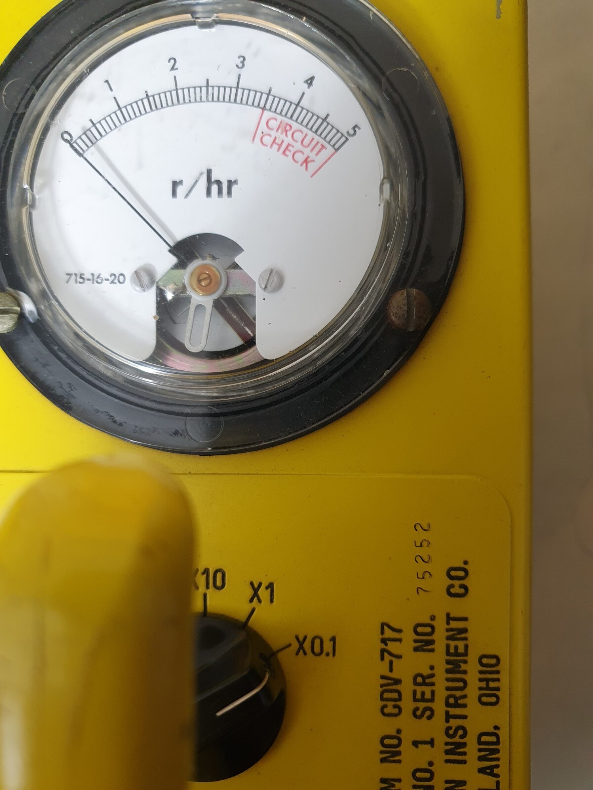 Victoreen CDV717 Model No. 1 Survey Meter, Ion Chamber, Geiger Counter