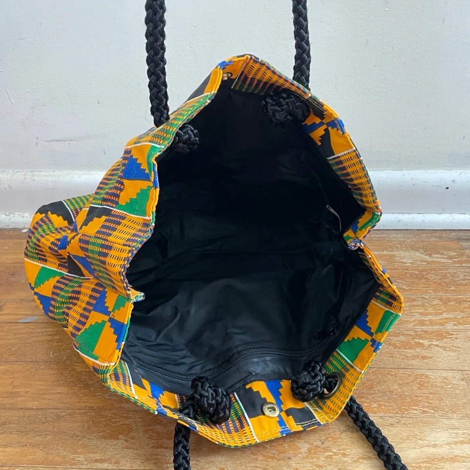 Bolso de Mano Vintage Bolso con Asa Superior con Cremallera Bolso de Maquillaje Tribal África Estampado Forrado Foto 4 de 4