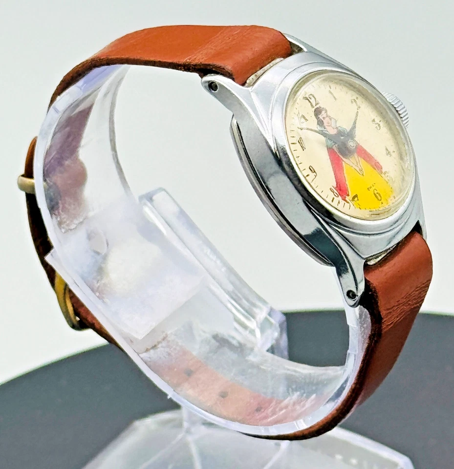 Rare Vintage 1950’s Ingersoll US Time Snow White Wind Up Watch Red Cape Working - Image 3 of 4
