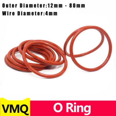 VMQ O-Ringe Silikon O Ring 12 - 80mm Dichtringe Dichtungsringe Schnurstärke 4mm