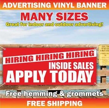 HIRING APPLY INSIDE SALES Advertising Banner Vinyl Mesh Sign job shop bar buffet