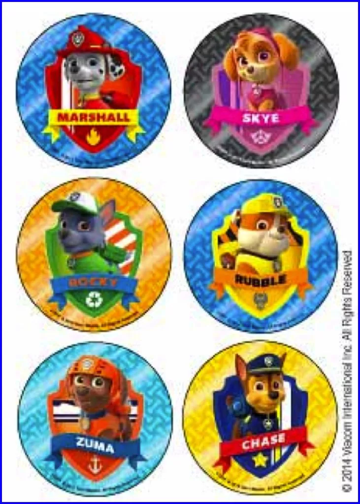 Paw Patrol Stickers Zuma Chase Rubble Rocky Skye Cartoon