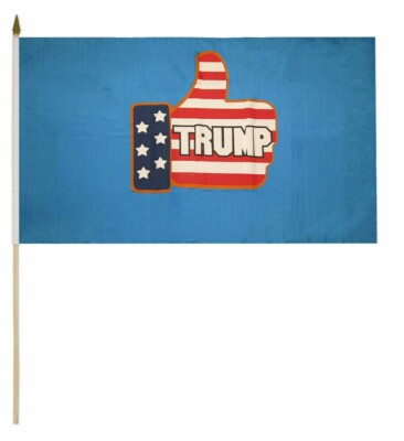 Trump 2024 USA Thumbs Up Blue 8x12 8''x12'' 68D Nylon Stick Flag