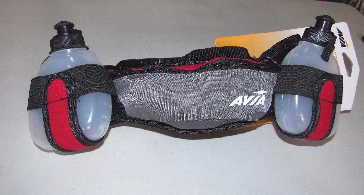 AVIA RED NYLON DUAL HYDRATION ZIPPERED POCKET WATER BOTTLE WAIST PACK eBay