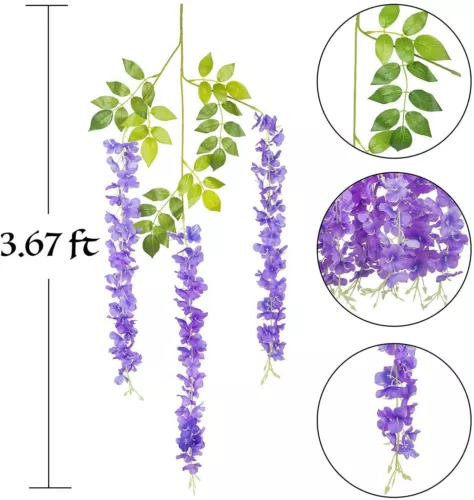Guirnalda de vid de glicinia artificial 24 un. planta de flores falsas jardín decoración de bodas - Imagen 13 de 38