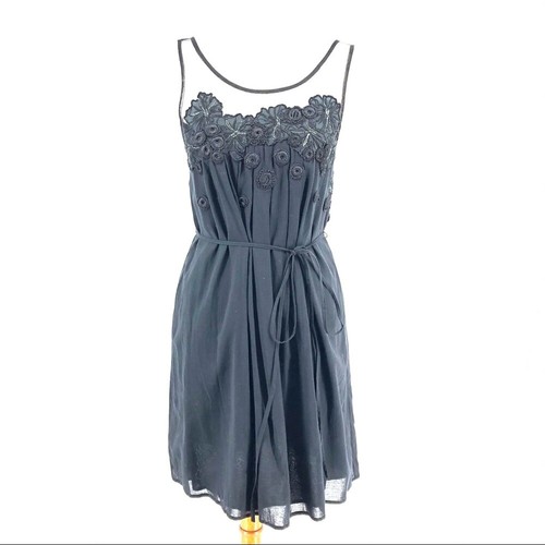 Meadow Rue Black Sangeet Embroidered Mini Dress sz 6 - Picture 2 of 9