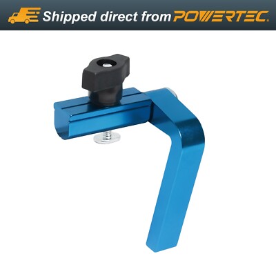 POWERTEC 3'' Fence Flip Stop, Patent Pending Curved-Based T Track Stop for Miter