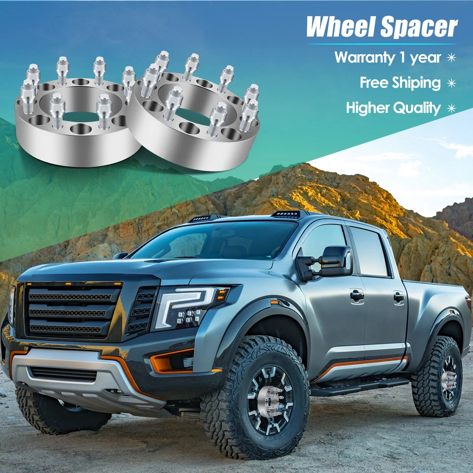 2 piezas espaciadores de rueda 2" 8x6,5 14x1,5 para GMC Sierra Chevy Silverado 2500 HD 3500 HD Foto 2 de 4