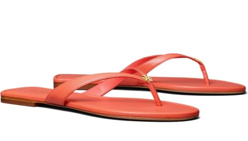 NIB TORY BURCH $178 CORAL CRUSH CLASSIC LEATHER FLIP FLOP THONG SANDAL/Sz 6 - Picture 2 of 6